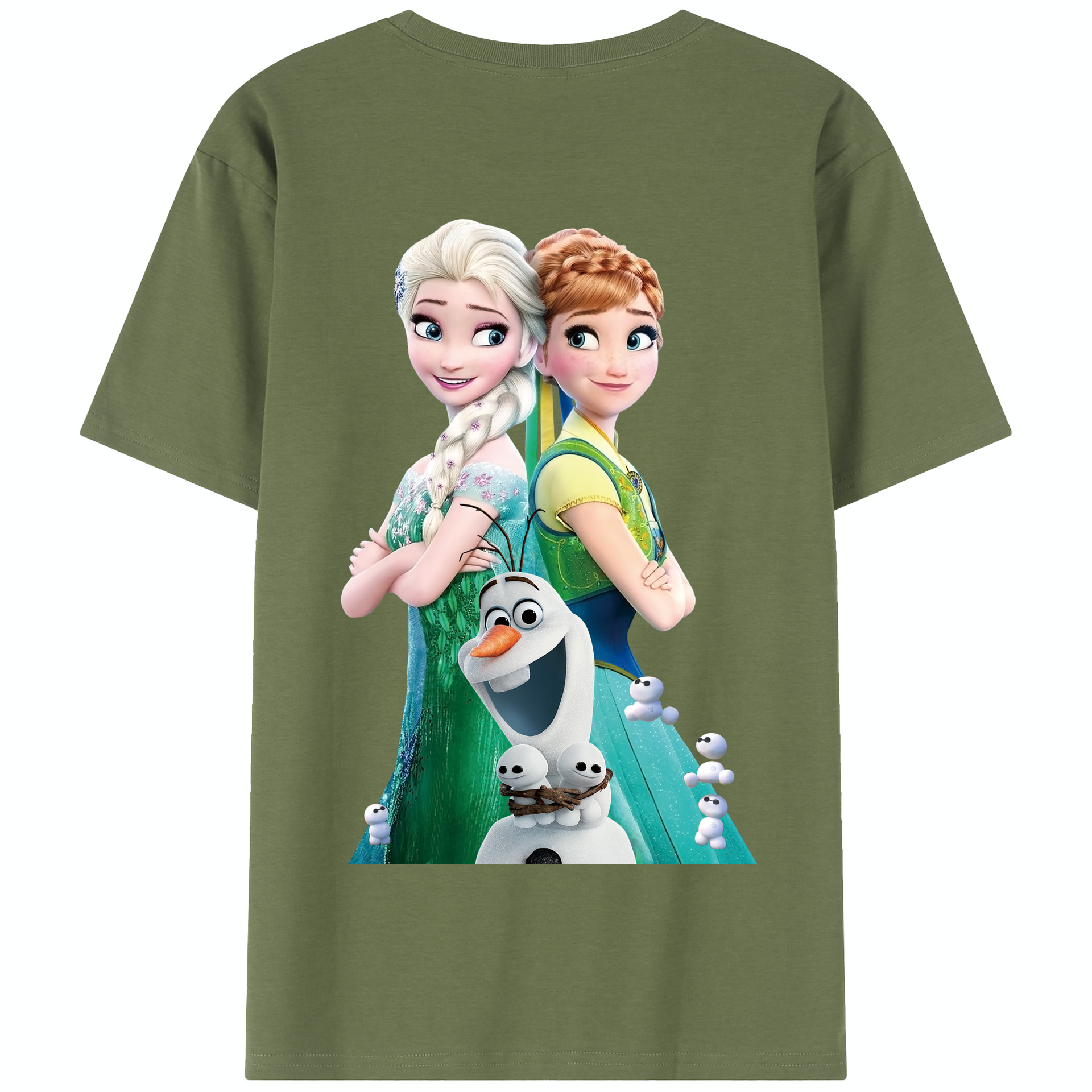 （画像用） アナと雪の女王 アンナ エルサ Frozen Anna Elsa 綿100％半袖Tシャツ（背面プリント）